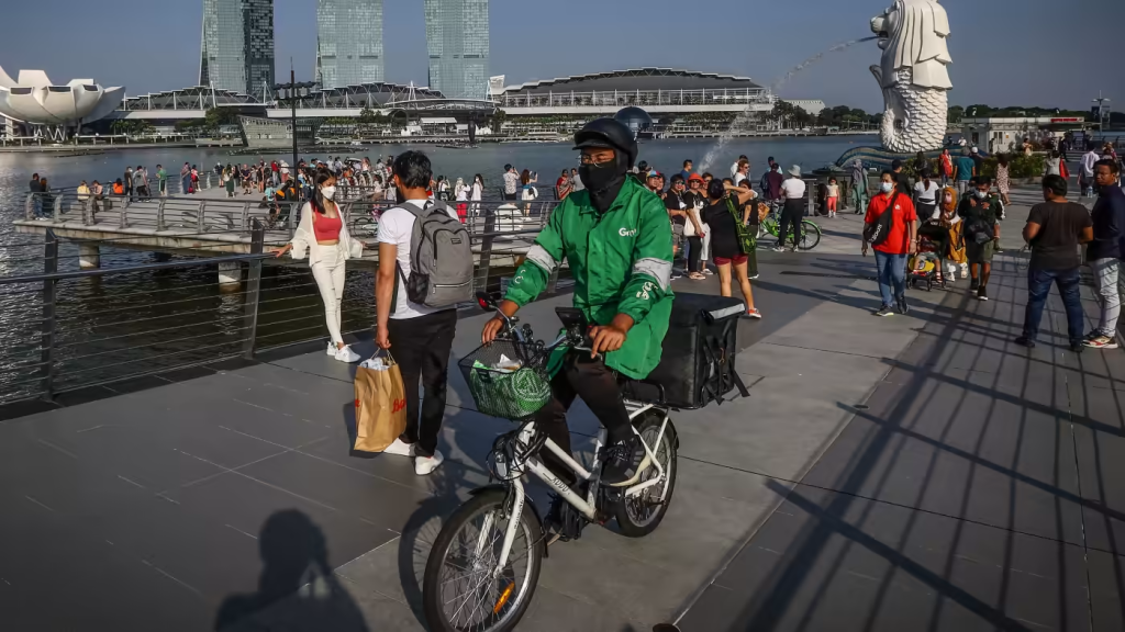 A Grab rider in Singapore