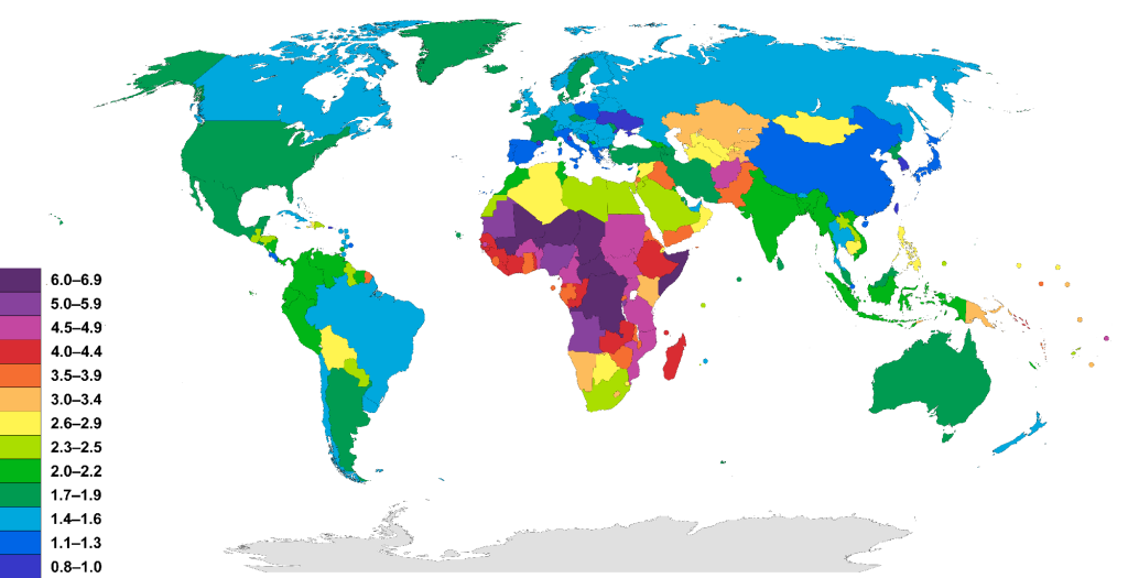 Total Fertility Rate by country