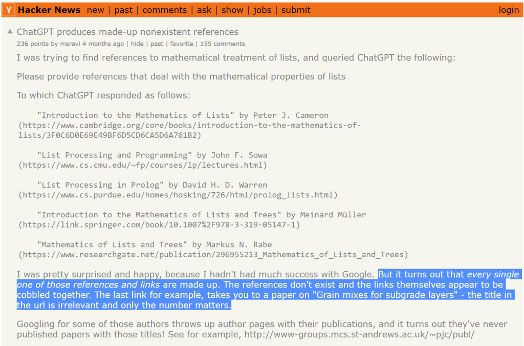 hacker news chatgpt fake references