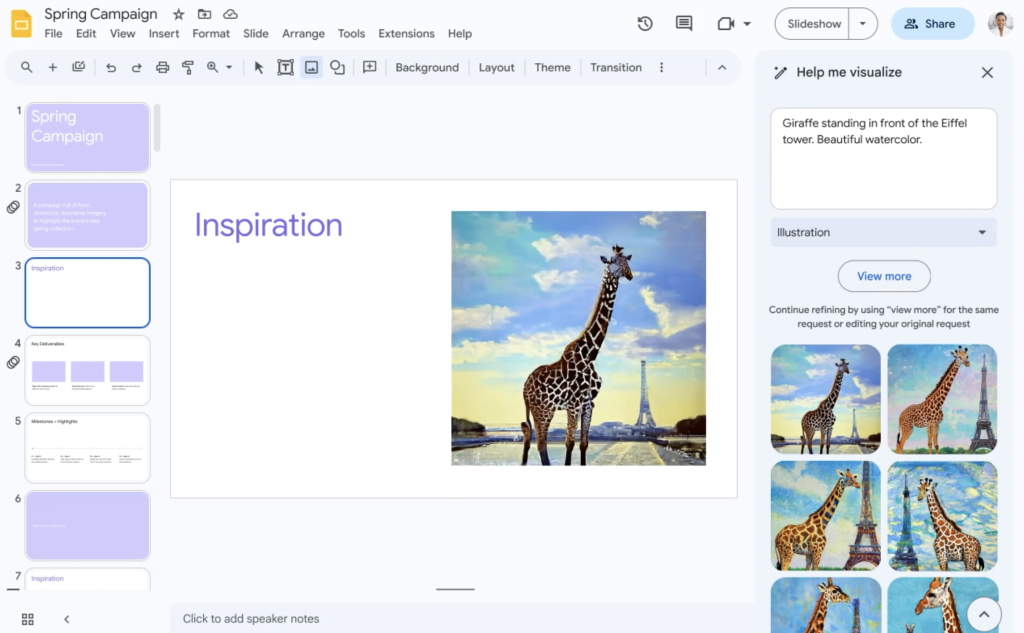 google slides duet AI