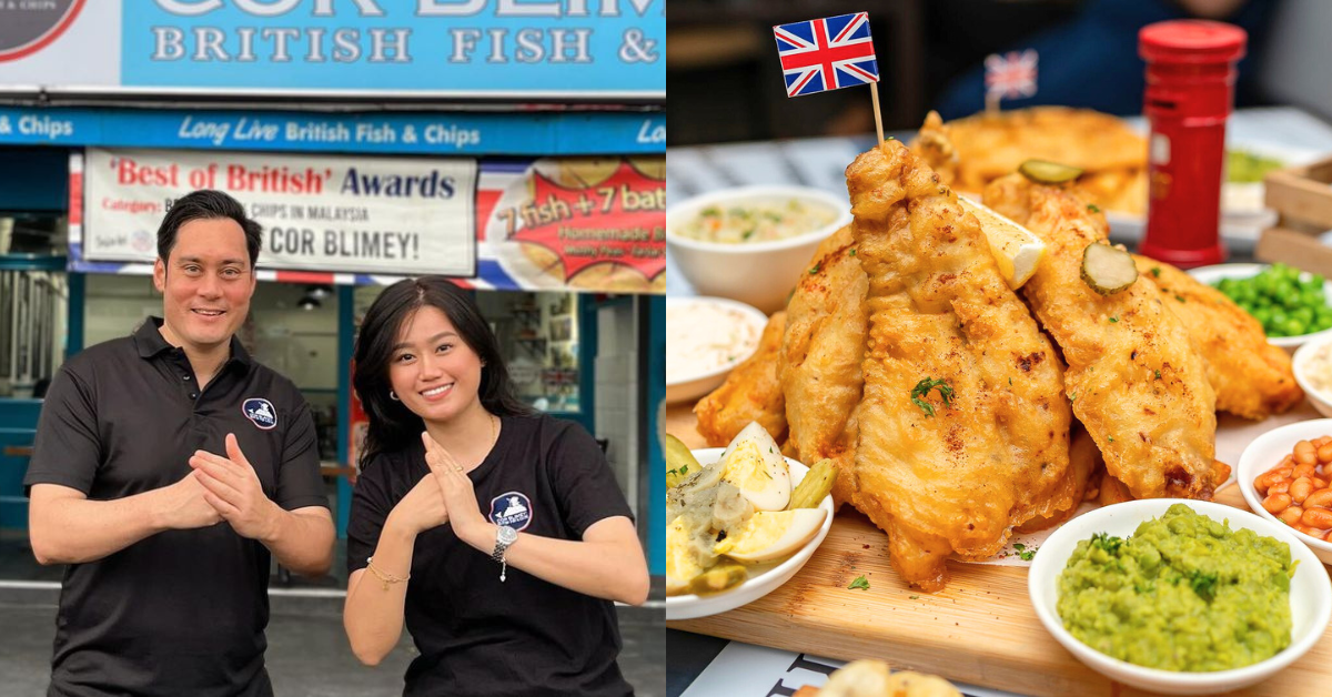 Cor Blimey, restaurante M’sian que sirve pescado y patatas fritas británicos tradicionales
