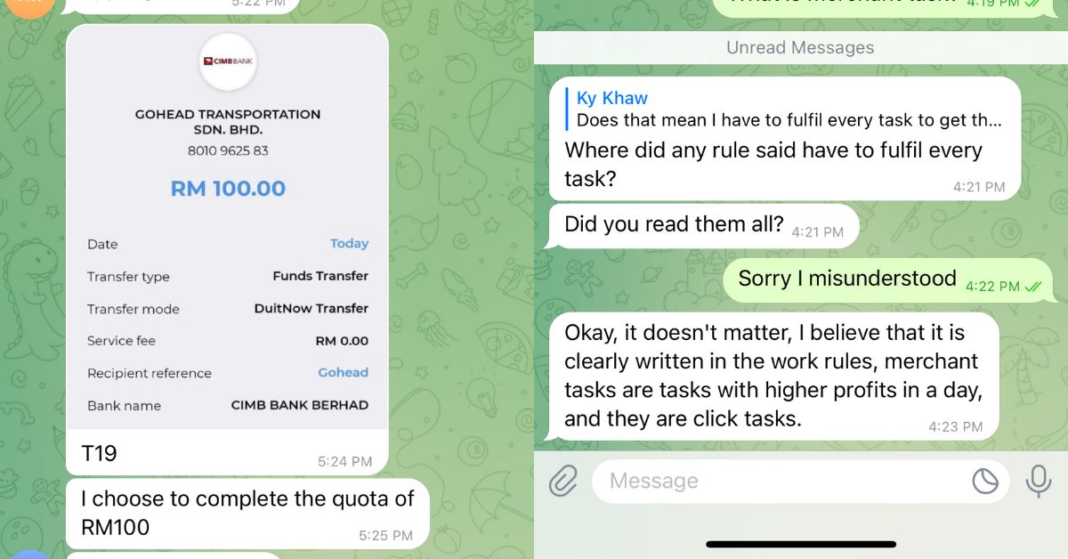 How Telegram task scams work, based on our own experience