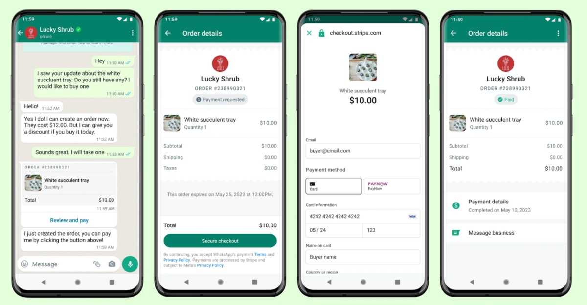whatsapp in chat payment singapore