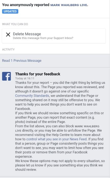 facebook report scam