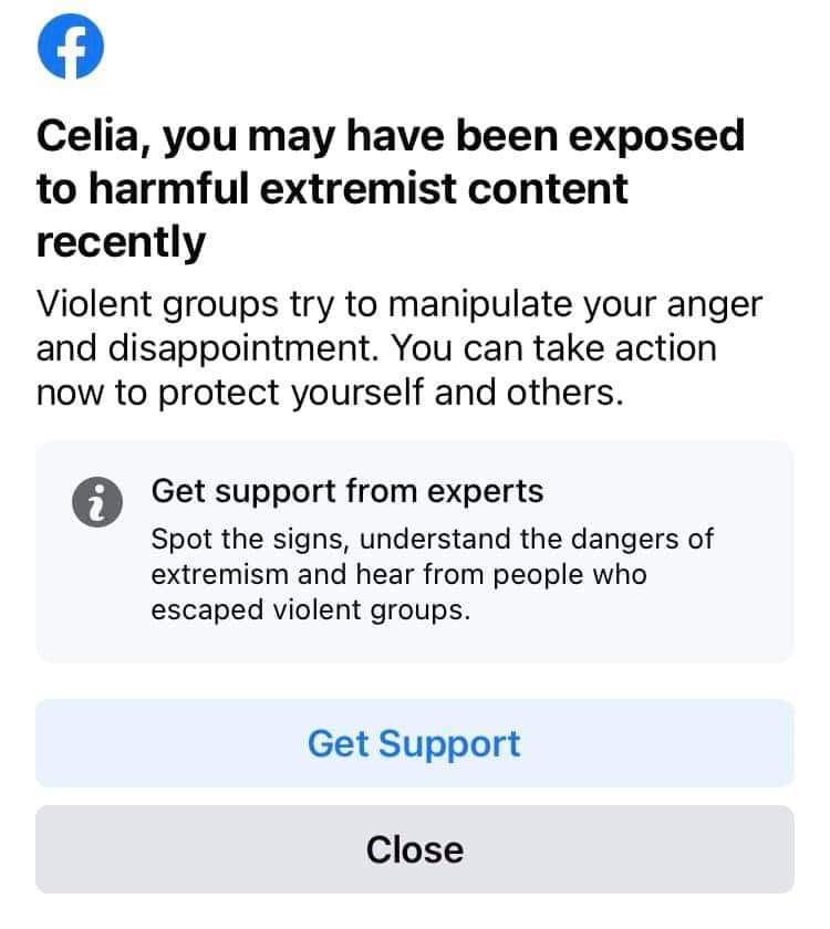 facebook extremist content report