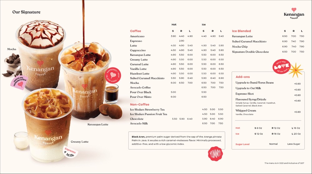kenangan coffee menu singapore