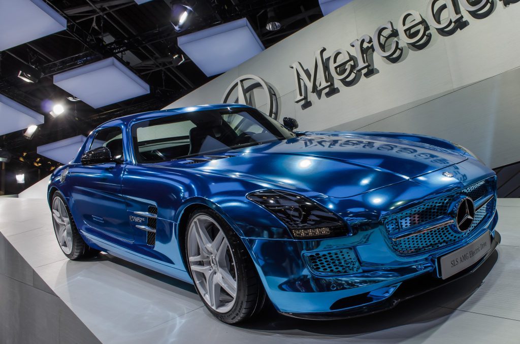 chromatic blue Mercedes-Benz SLS AMG Electric Drive