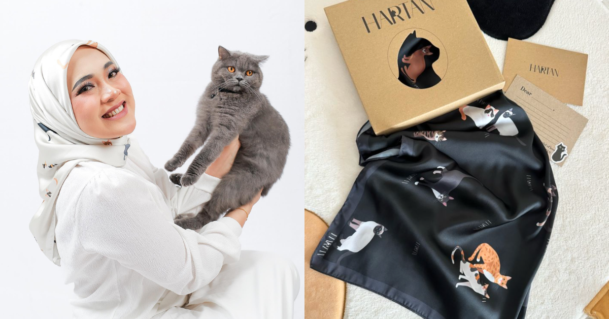La marca de hijab en línea de Hartan, M’sian, vende bufandas con temas de gatos