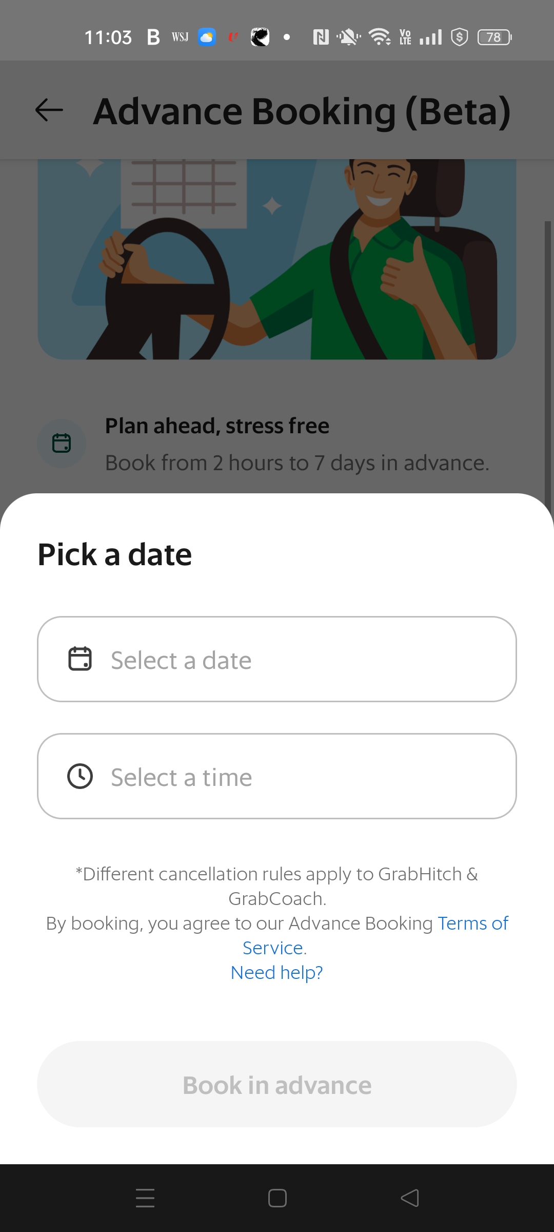 advanced booking beta date and time