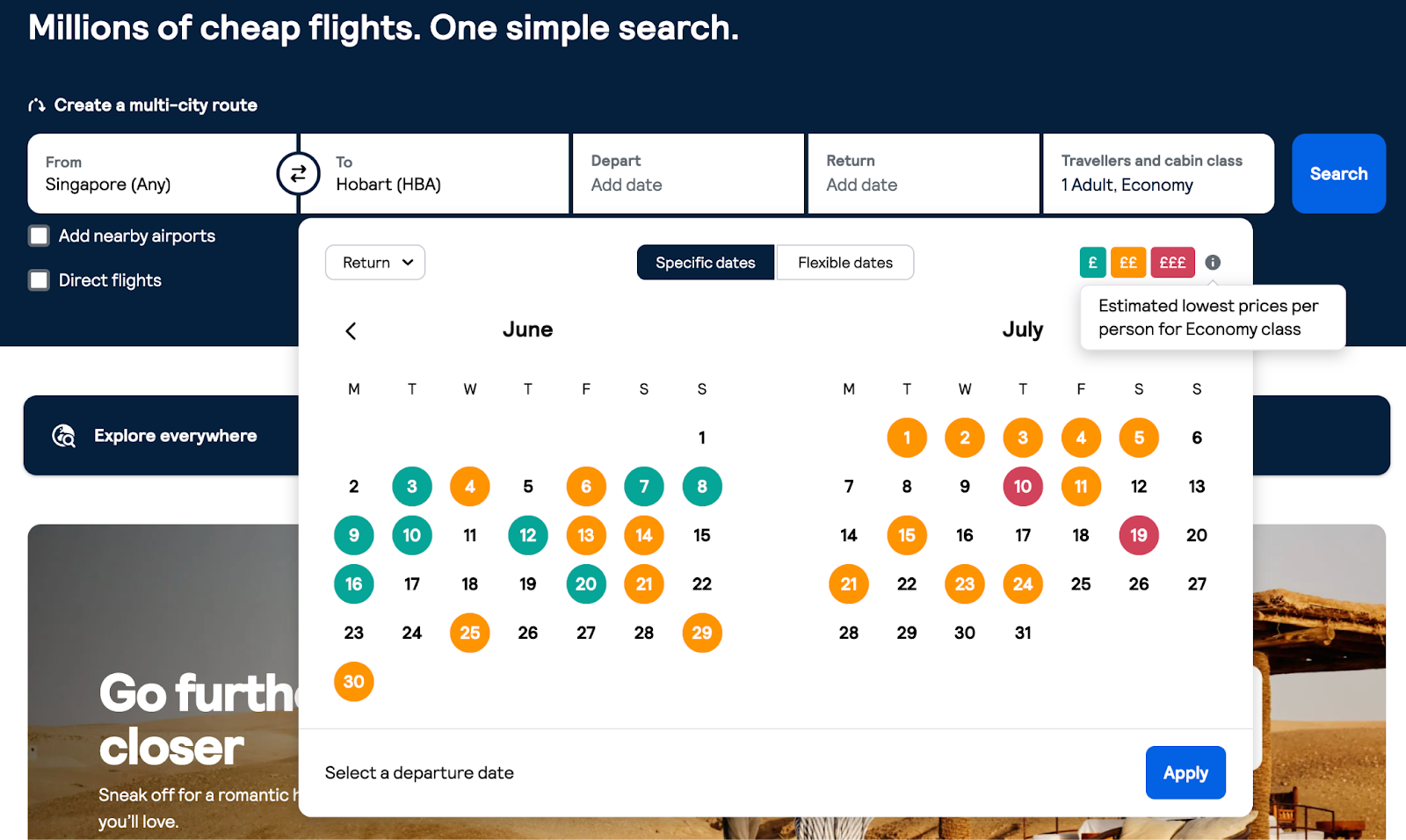 Skyscanner’s “Whole Month View”.