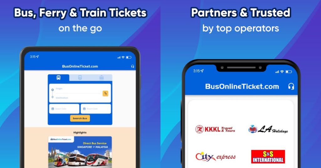 The BusOnlineTicket app lets you book bus, train, and ferry tickets in Singapore and Malaysia.