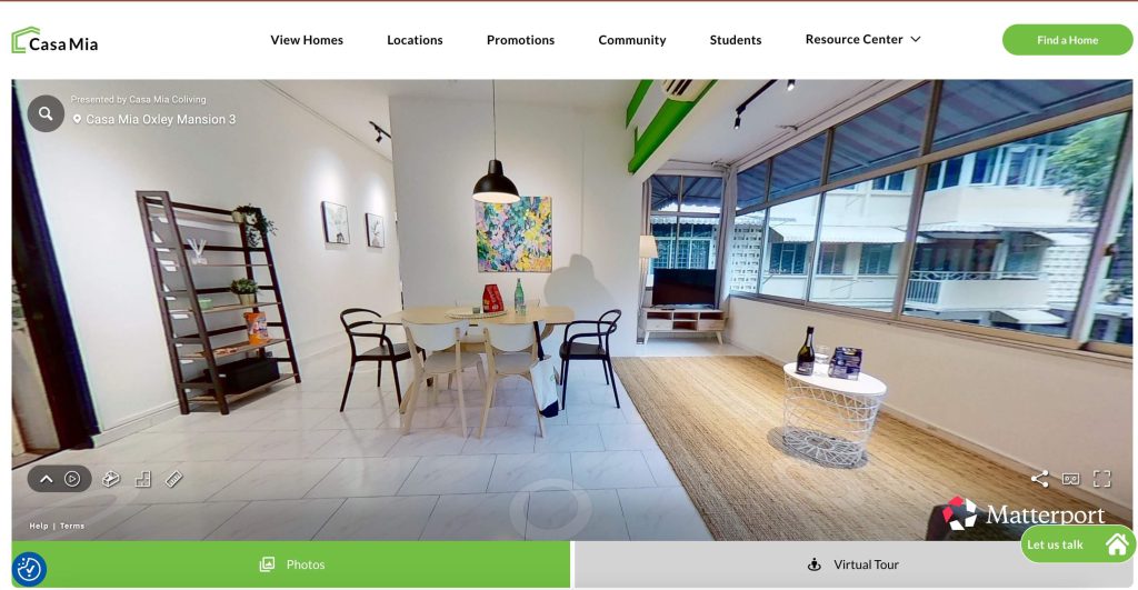 360 degree virtual room tour by casa mia