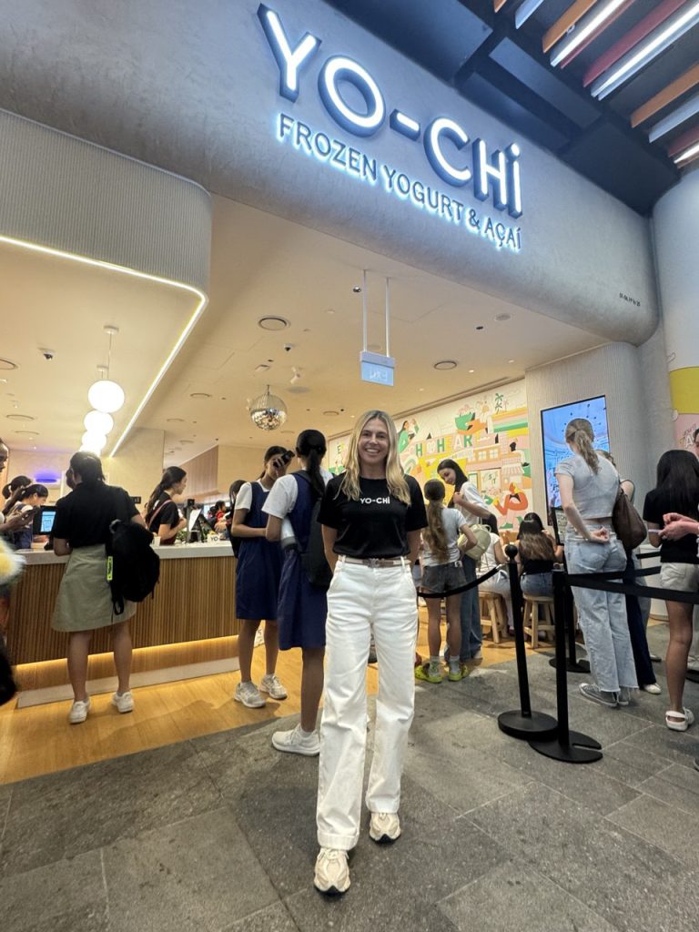 Amy bell, co-owner and marketing manager of Yo-Chi, at the Orchard Central Singapore outlet.