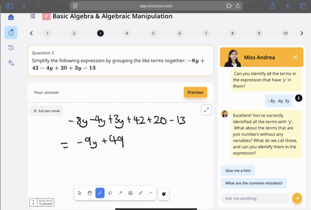 wizztutor ai mathematics moe dashboard