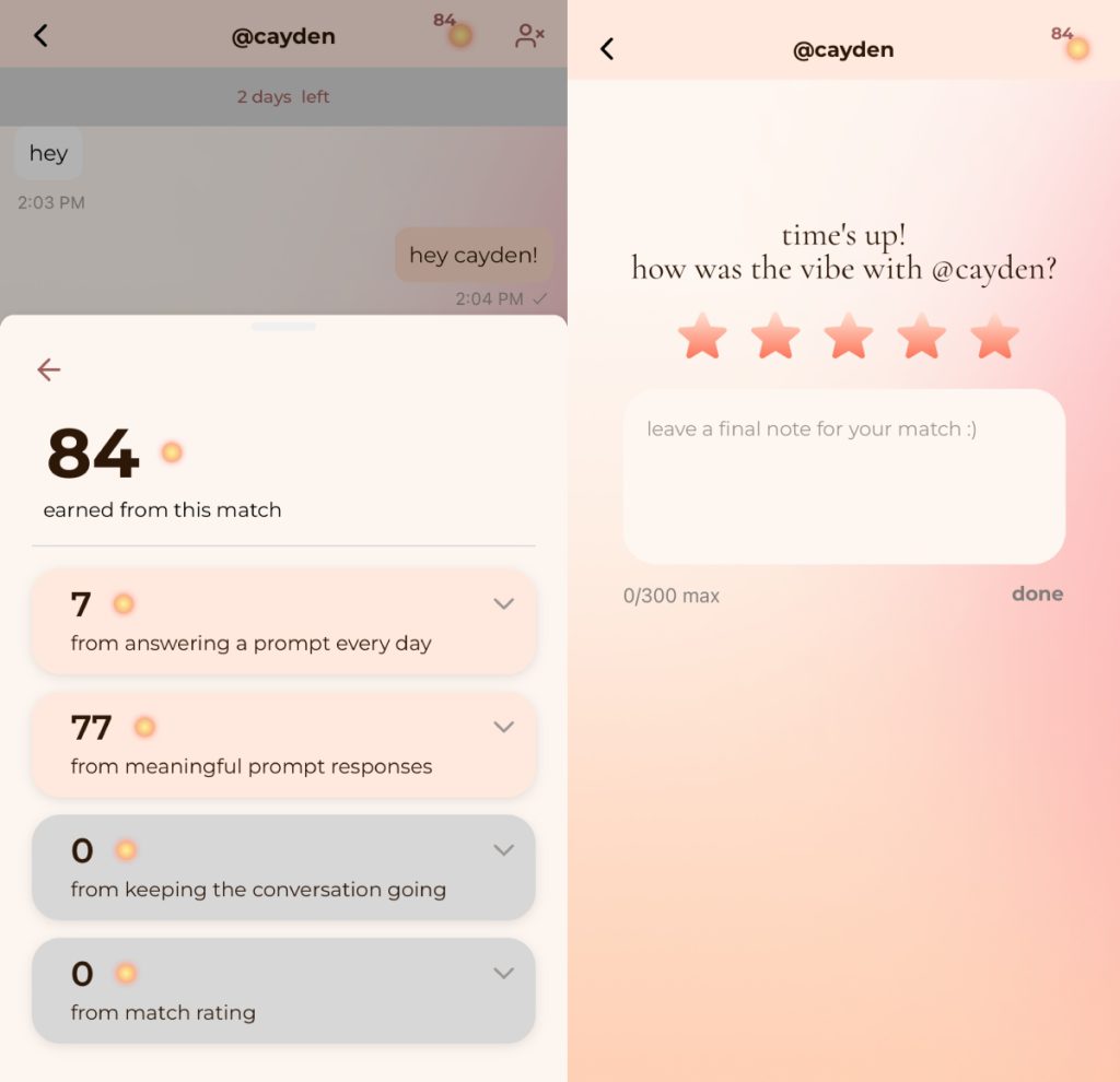 amble user earning aura and rating their matches
