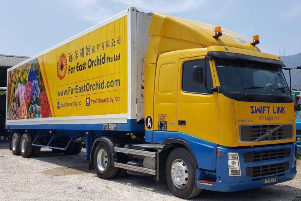 Far East Flora Market's cold chain container lorries.