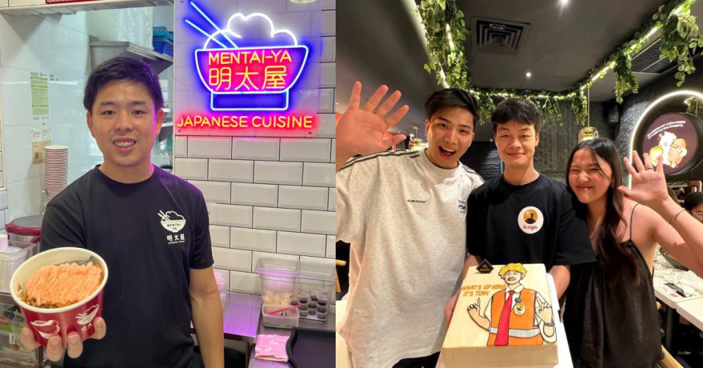 keat hwee khoo at his former mentai-ya stall, chan kai yang and zhuo jia yi with LCsigns tony
